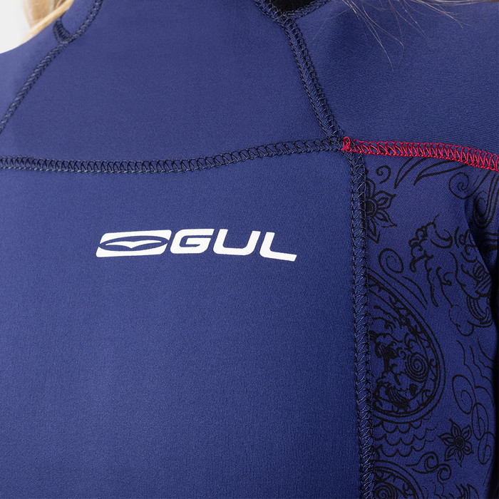 2024 Gul Womens Response 3/2mm GBS Back Zip Wetsuit RE1232-C1 - Blue / Paisley